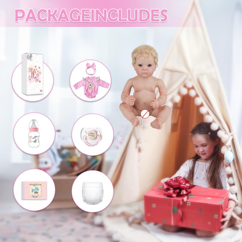 KSBD Reborn Baby Dolls - 20-inch Realistic Baby Doll Girl, Lifelike Newborn Baby Doll with Full Vinyl Body, Handmade with Accessories, Real Life Baby Doll for 3+ Years Old Kids Gifts - Image 5