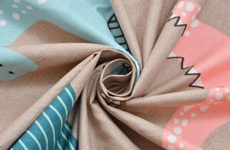 NEW LEAF Style Cotton Feel Glace Cotton Elastic Fitted Printed King Size Double Bed Bedsheet with 2 Pillow Cover (78"x72", Cute Brown Dinosaur Design) - Image 4