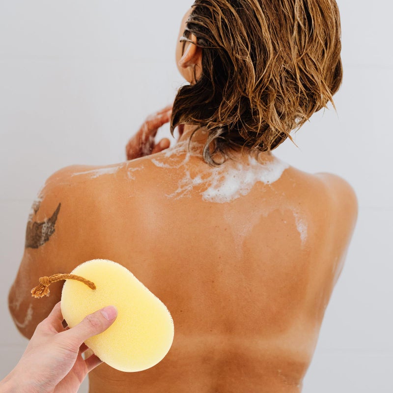 Exfoliating Bath Sponges 2 Pack Oval and Waterdrop Shapes for Body Cleansing and Back Scrub - Image 3