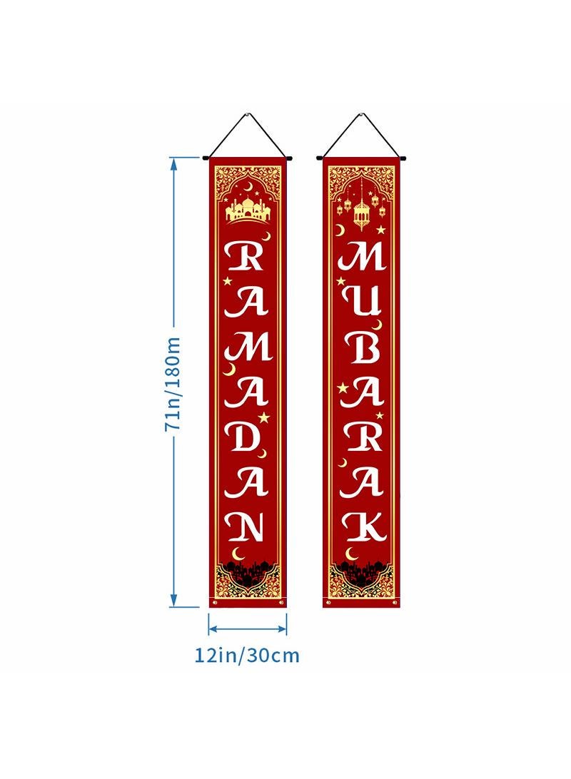 general 1 Pair Ramadan Mubarak couplet themed festival party porch curtain flag hanging Home Decor Door Curtain 180x30cm