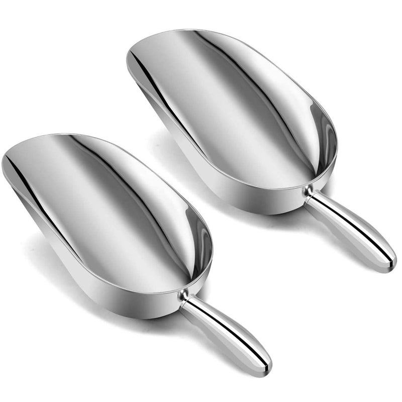 AS12 SET OF 2 12 Oz Ounce Bar Ice Scoop Dry Bin Scoop Dry Goods Scoop Candy Scoop Spice Scoop Cast Aluminum