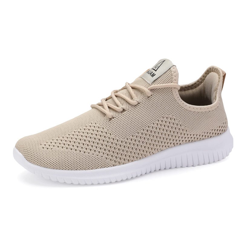 VAMJAM Mens Running Shoes Ultra Lightweight Breathable Walking Shoes Non Slip Athletic Fashion Sneakers Mesh Workout Casual Sports Shoes Off White Size 115