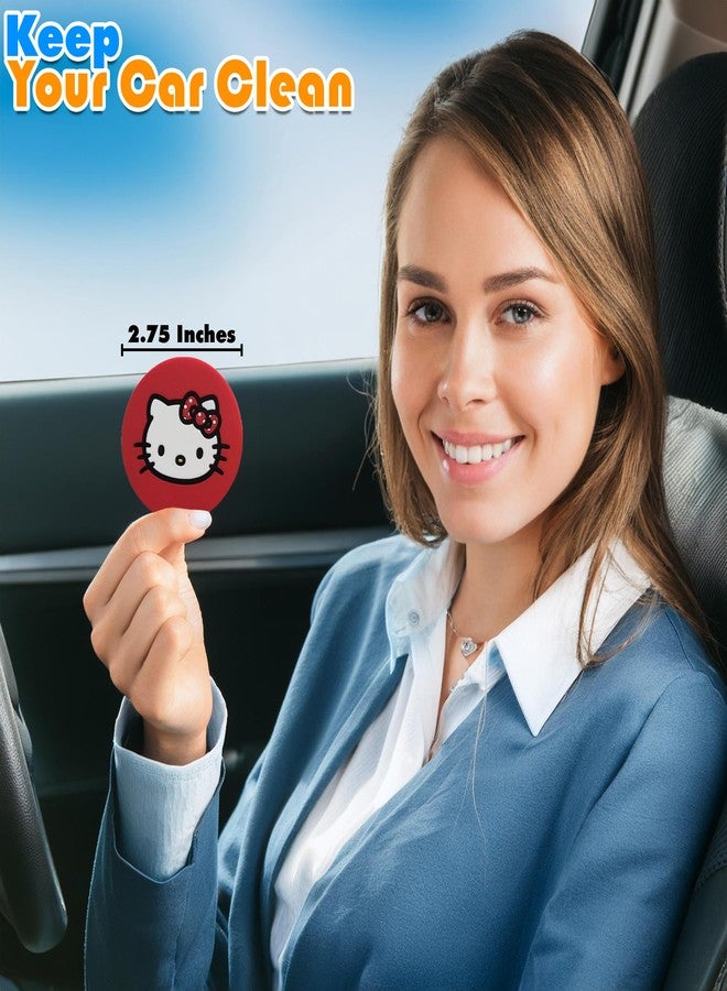 هالو كيتي قواعد أكواب سيارة هيلو كيتي | قاعدة أكواب هيلو كيتي | إكسسوارات سيارات | مستلزمات منزلية | أغراض | سيليكون مانع للانزلاق، قطر 2.75 بوصة | طقم من قطعتين | أحمر | مرخص رسميًا - Image 3