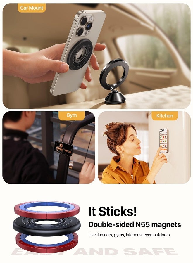 andobil Upgraded Magnetic Phone Grip for MagSafe [Ultra Stable & Dual Magnet] Magnetic Phone Ring Holder, 360° Finger Ring Kickstand Compatible with iPhone 16 Pro Max 15 14 13 12 MagSafe Accessories - Image 3