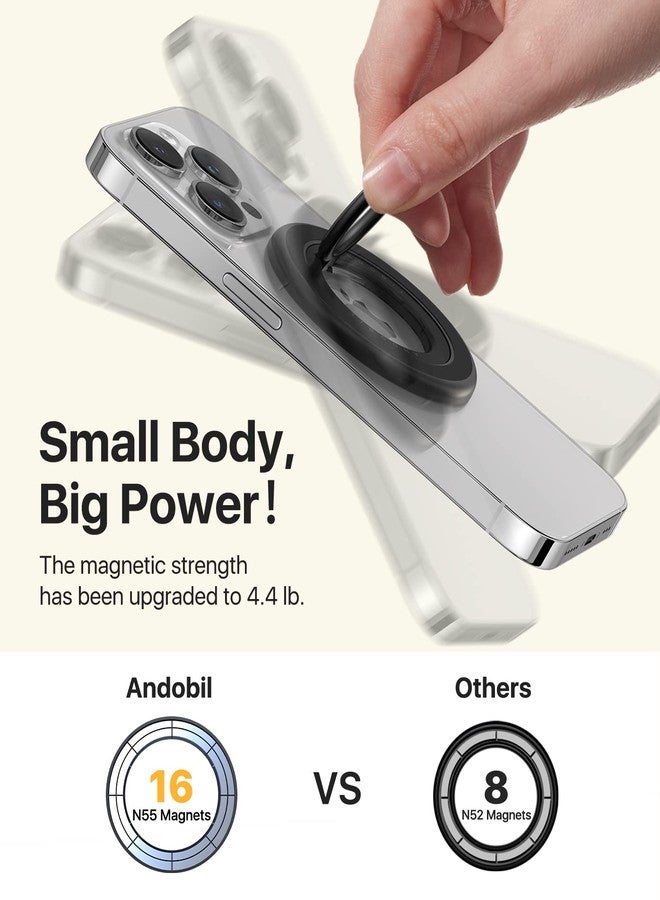 andobil Upgraded Magnetic Phone Grip for MagSafe [Ultra Stable & Dual Magnet] Magnetic Phone Ring Holder, 360° Finger Ring Kickstand Compatible with iPhone 16 Pro Max 15 14 13 12 MagSafe Accessories - Image 2