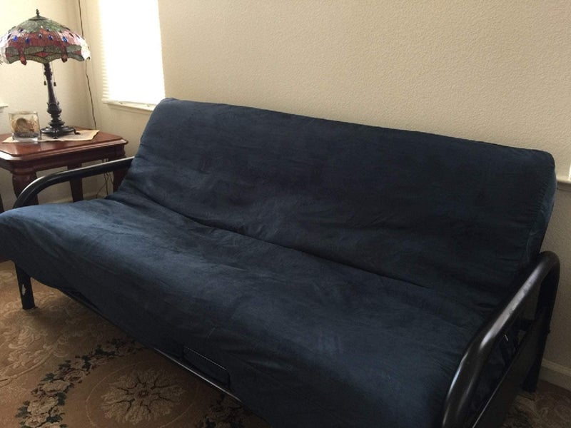 OctoRose Full Size 54x75x8 inch 3 Side Zipper Classic Soft Micro Suede Futon Cover Sofa Daybed Mattress Slipcover Navy Blue Full Size
