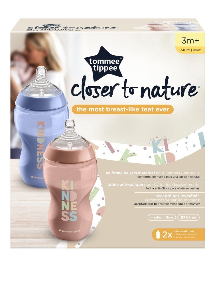 Tommee Tippee UK Closer to Nature Feeding Bottle 340ml X 2 for Baby Girls - Image 3