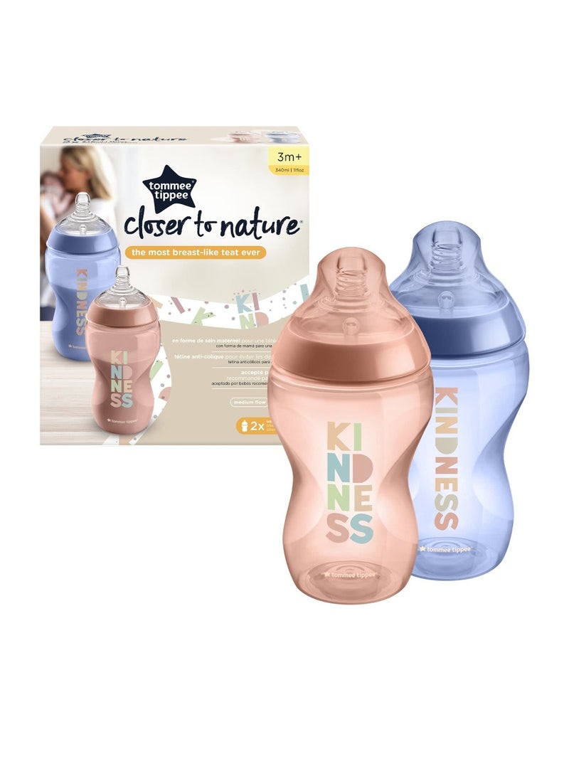 Tommee Tippee UK Closer to Nature Feeding Bottle 340ml X 2 for Baby Girls - Image 2