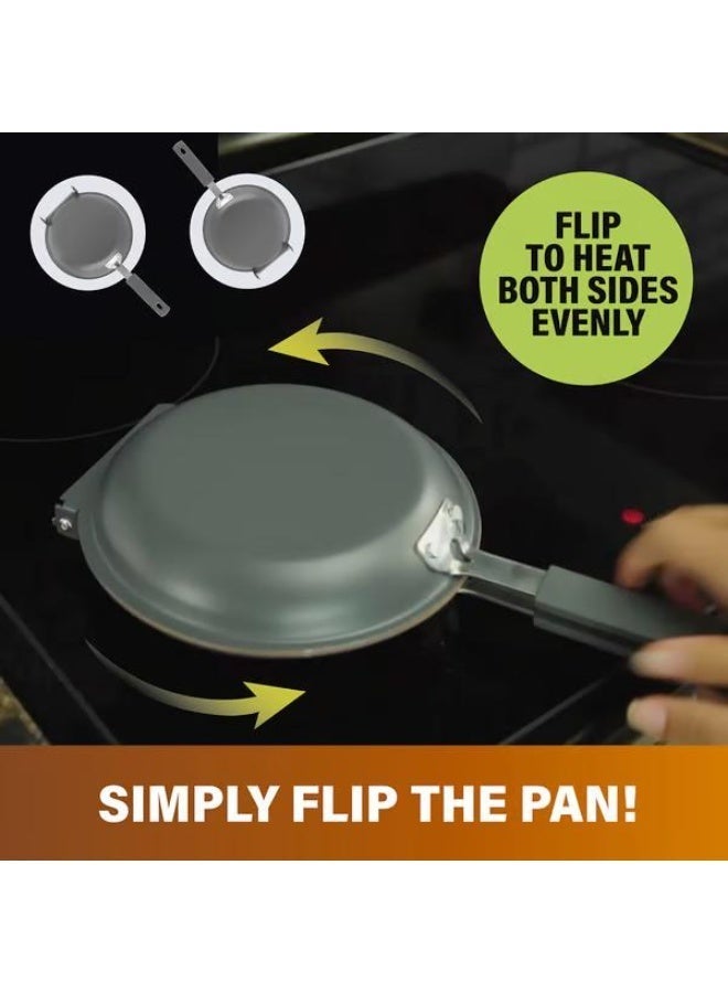 ECLux Double-Side Titanium Steel Coating Frying Pan, Folding Nonstick Pancake Omelette Pan Nonstick Grill Pan Pancake Maker Household Kitchen Cookware, Safe for Gas Stove - Image 4