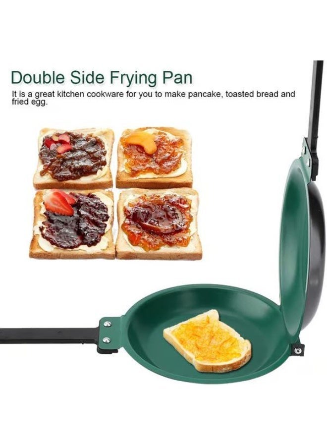 ECLux Double-Side Titanium Steel Coating Frying Pan, Folding Nonstick Pancake Omelette Pan Nonstick Grill Pan Pancake Maker Household Kitchen Cookware, Safe for Gas Stove - Image 5