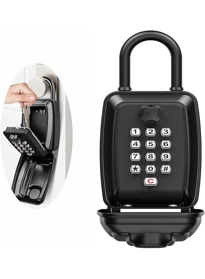 PROMASS PROMASS Key Lock Box Combination Padlock, Outdoor Key Safe with 12-digit Combination Password, Heavy Duty Key Storage Large Lock Box, Waterproof Key Padlock Safe for Home Office Garage School (Black)  - Image 1