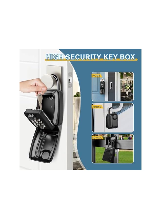 PROMASS PROMASS Key Lock Box Combination Padlock, Outdoor Key Safe with 12-digit Combination Password, Heavy Duty Key Storage Large Lock Box, Waterproof Key Padlock Safe for Home Office Garage School (Black)  - Image 2