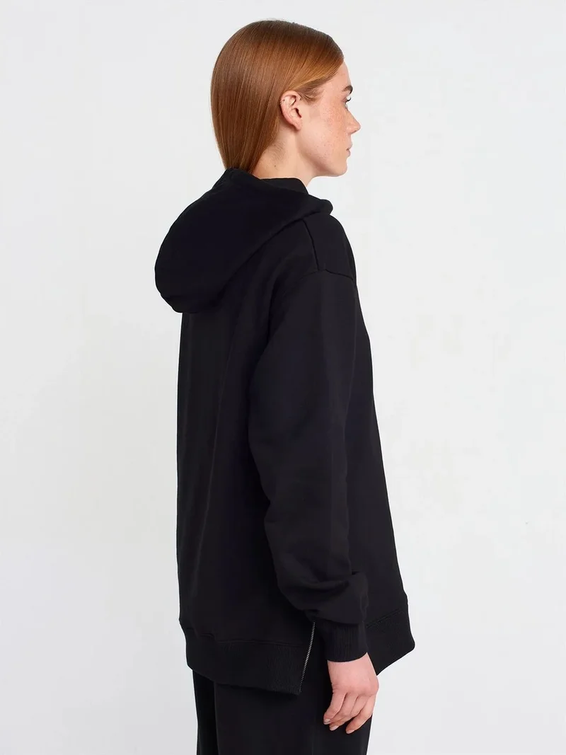 ديلفين DILVIN Oversized Cotton Zip-Front Hooded Sweatshirt