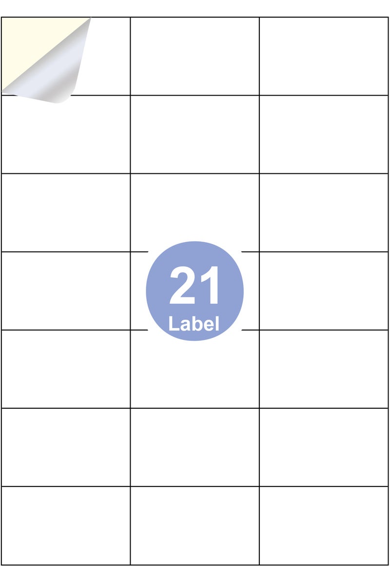 Print'X A4 Sticker Paper – 21 Labels per Sheet – Label Size 42.5 x 70 mm – Pack of 100 Sheets - Image 2
