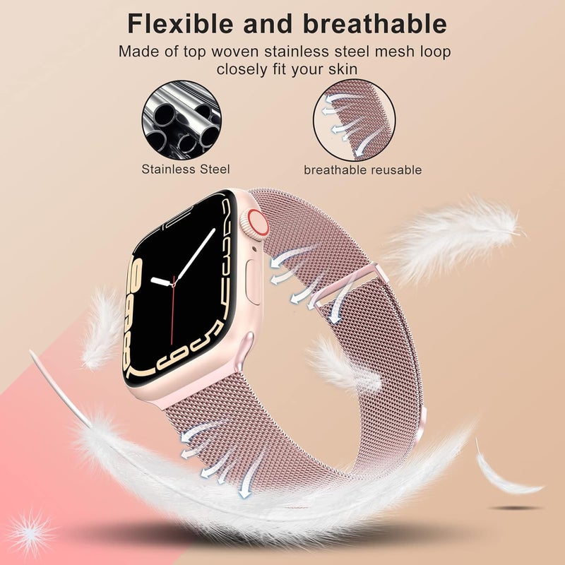 XST Compatible for Apple Watch Band 38mm 40mm 41mm 42mm 44mm 45mm 46mm 49mm Stainless Steel Mesh Loop Wristband Strap Compatible with iWatch Ultra Series 11/10/9/8/7/6/5/4/3/2/1/SE Multi Color - Image 3