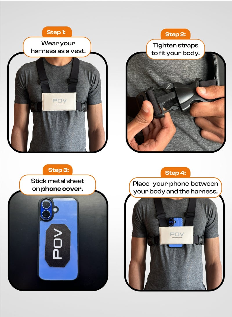 بي أو في POV Harness – حزام لتثبيت الموبايل على الصدر -أبيض - Image 5