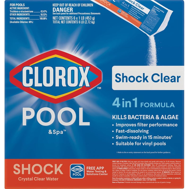 CLOROX Pool&Spa Shock Clear - 4-in-1 Formula for Crystal Clear Swimming Pool Water (6-Pack) - Image 3