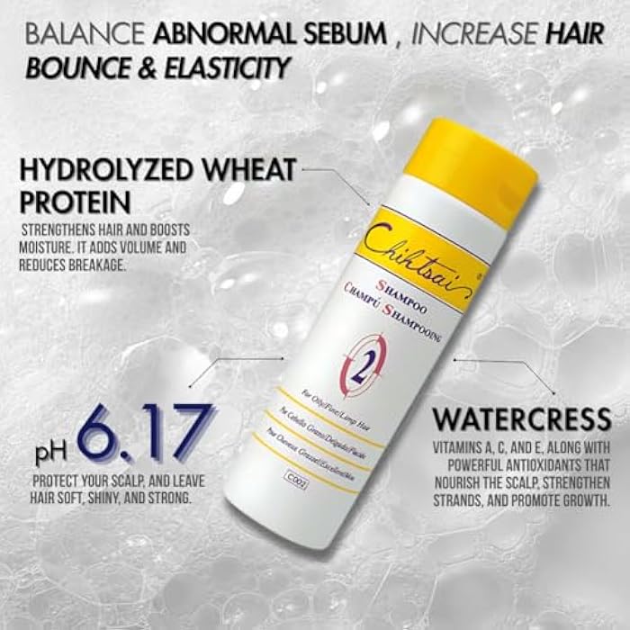 Chihtsai No.2 Shampoo for Oily/Fine/Limp Hair (8.3oz/250ml) - Remove excess sebum & impurities, Balance oil secretion, Adds volume without weight - Image 3