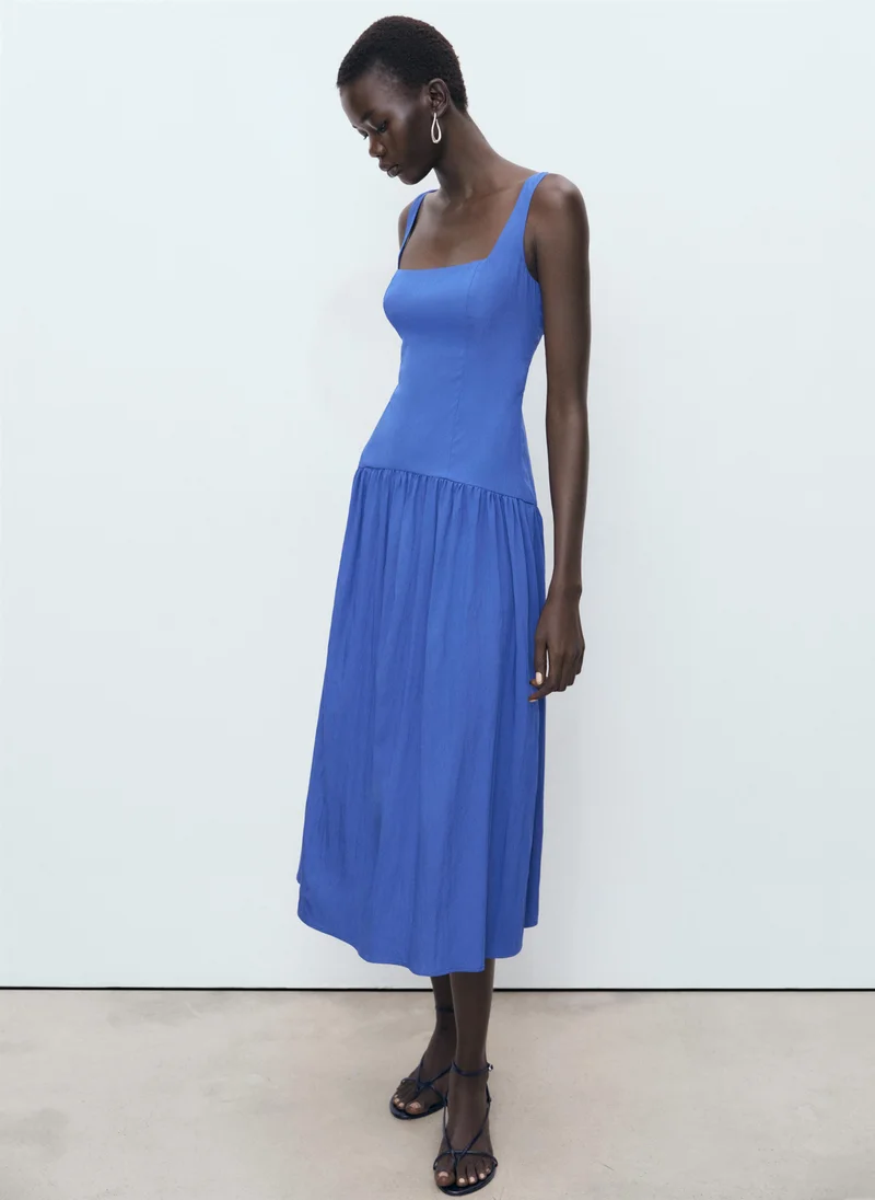 MANGO Sleeveless A-Line Midi Dress