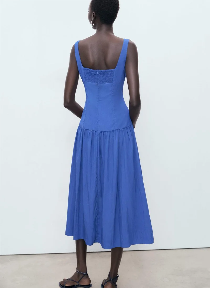 MANGO Sleeveless A-Line Midi Dress