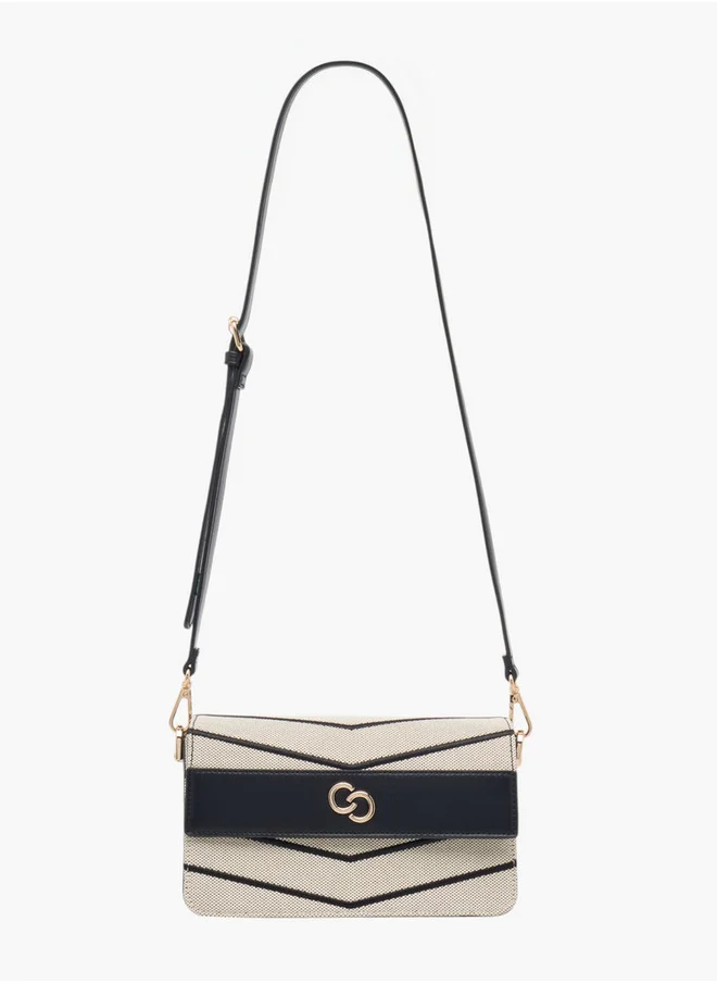 سيليست Women's Textured Crossbody Bag with Flap Closure and Adjustable Strap