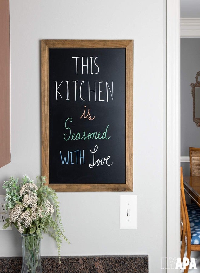 Ilyapa Rustic Wooden Magnetic Kitchen Chalkboard Sign - 18x22 Inch Brown Framed Wall Hanging Chalk Board for Farmhouse Decor, Wedding, Restaurant Menu - Image 5