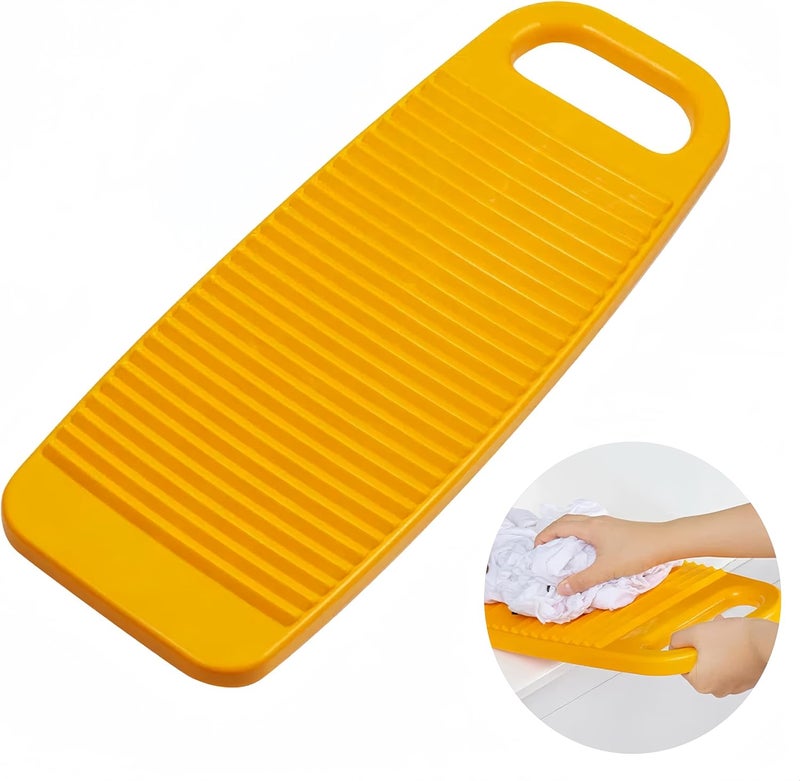 Cansybil Wash Board,Non-Slip Laundry Washing Board, Household Washboard, Hand Wash Board, Manual Wash Clothes Laundry Pad Scrubbing Board for Household (Yellow, Medium) - Image 1