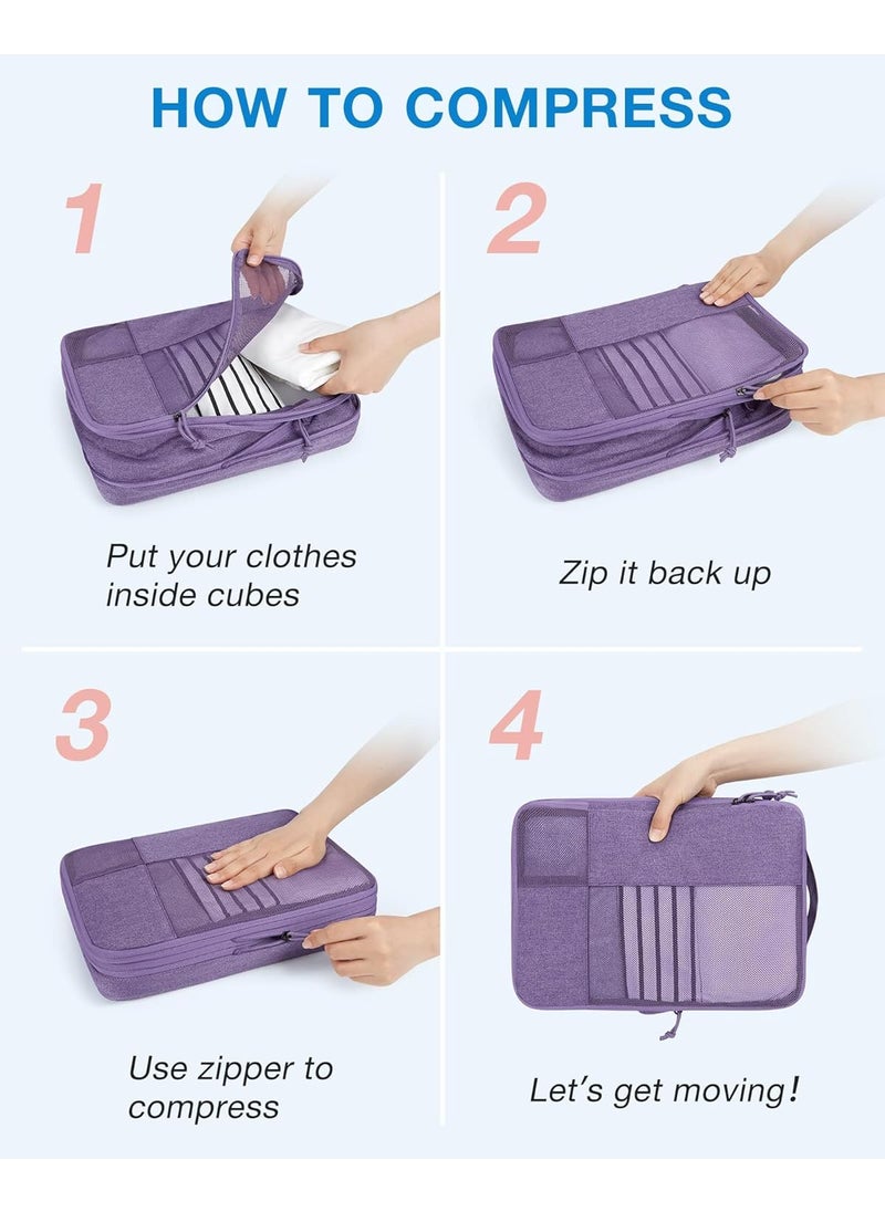 BAGSMART BAGSMART Compression Packing Cubes for Travel 6 Set Packing Cubes for Carry on Suitcases Compression Travel Cubes  Suitcase Organizer for Packing with Shoe Bag  - Image 4
