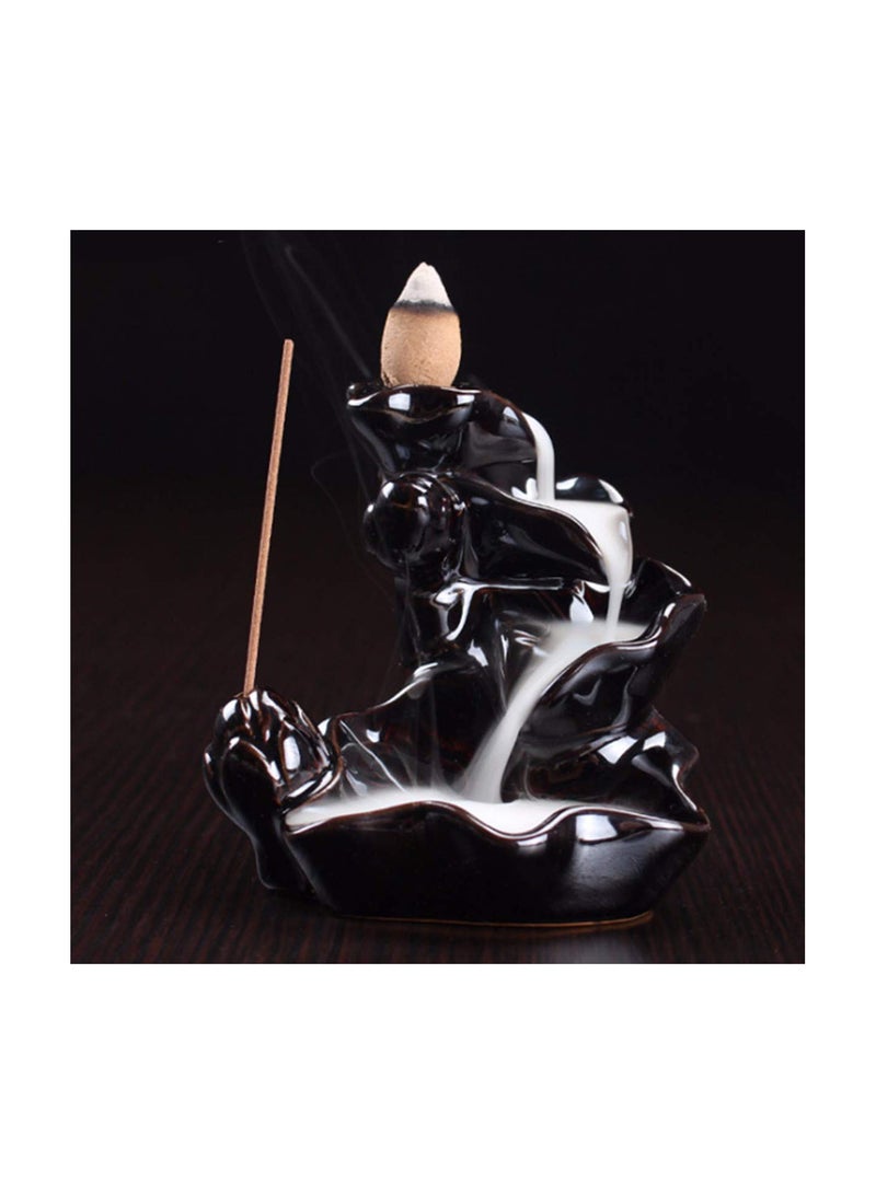GGOOT Backflow Incense Cone Burner Holder Ceramic Lotus Stream Fragrant Smoke Backflow Home Censer Decor  - Image 1