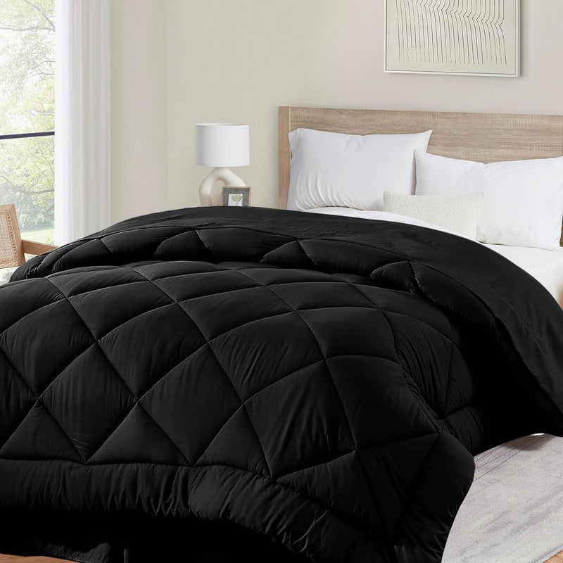 Cozynight Soft Oversized King Comforter Duvet InsertLightweight Down Alternative Comforter with Corner TabsFluffy  Breathable  Machine Washable Diamond Stitching Black110x98