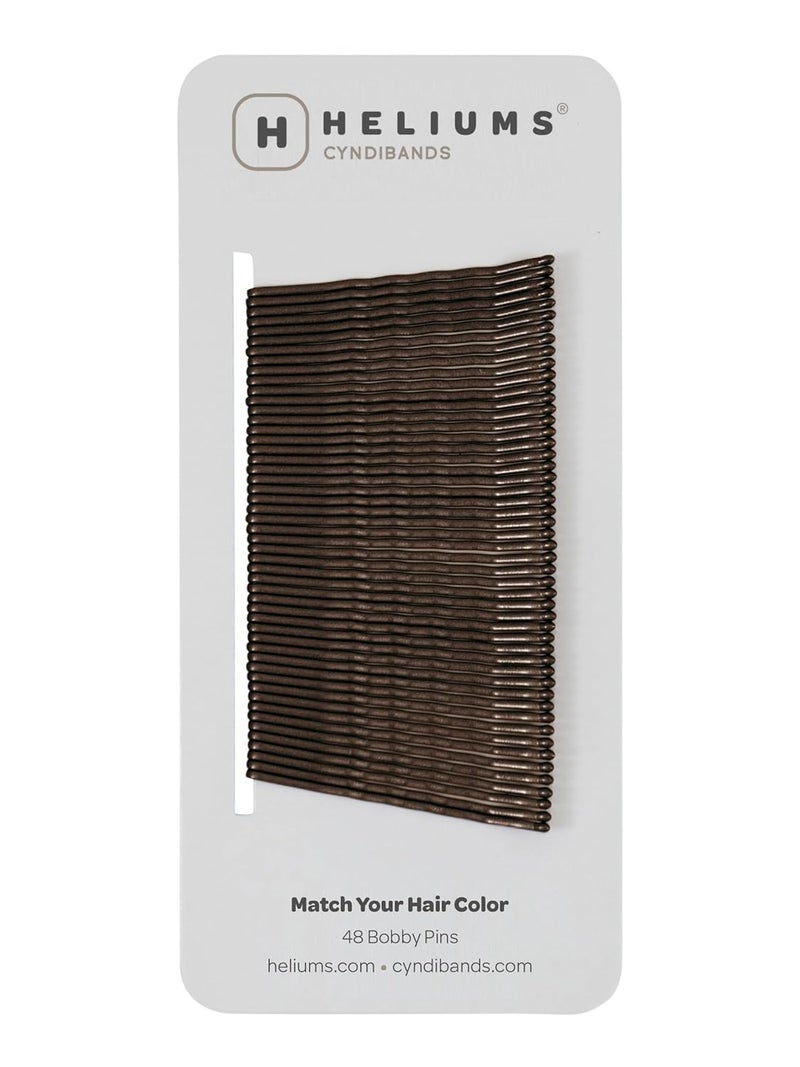 Heliums Bobby Pins - Darkest Brown - 2 Inch Wavy Hair Pins, Color Matched for Dark Brown Hair, 48 Count