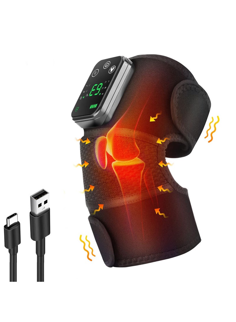 SYOSI Knee Massager with Heat and Vibration, 3 in 1 Cordless Heated Knee Brace and Shoulder Wrap, Heating Pad for Knee, Shoulder, Elbow Pain Relief, Deep Tissue Relief - Image 1