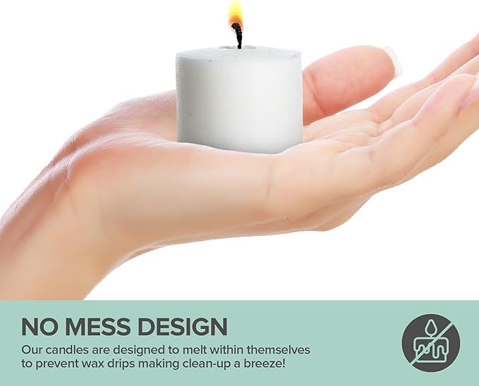 DECOVAA DECOVAA Premium White Unscented Votive Candles 8Hour Long Burn Time Clean Steady Flame 15 X 125 inch Smokeless Decorative Candles for Diwali Home Weddings Parties Decoration Pack of 12  - Image 4
