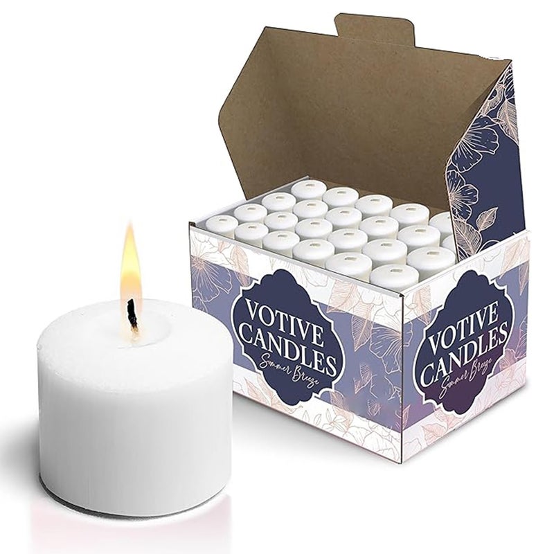 DECOVAA DECOVAA Premium White Unscented Votive Candles 8Hour Long Burn Time Clean Steady Flame 15 X 125 inch Smokeless Decorative Candles for Diwali Home Weddings Parties Decoration Pack of 12  - Image 1