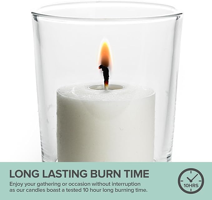 DECOVAA DECOVAA Premium White Unscented Votive Candles 8Hour Long Burn Time Clean Steady Flame 15 X 125 inch Smokeless Decorative Candles for Diwali Home Weddings Parties Decoration Pack of 12  - Image 3