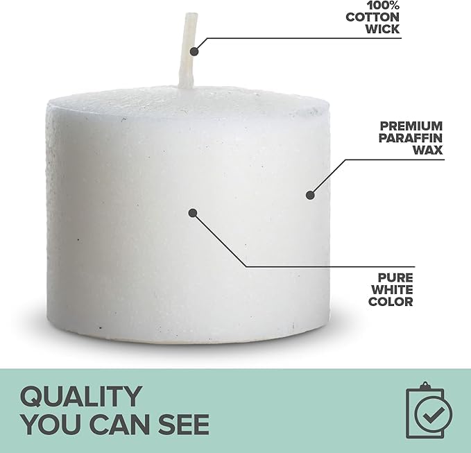 DECOVAA DECOVAA Premium White Unscented Votive Candles 8Hour Long Burn Time Clean Steady Flame 15 X 125 inch Smokeless Decorative Candles for Diwali Home Weddings Parties Decoration Pack of 12  - Image 2