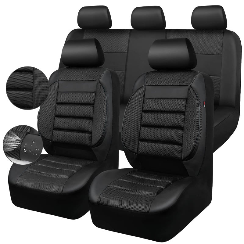 CAR PASS Breatherable Air Mesh Car Seat Covers Full Set 3D Foam Back Support Automotive Seat Covers All Season Car Seat Cover Fit AutomotiveSUVSedanVan Airbag Compatible Black - Image 2