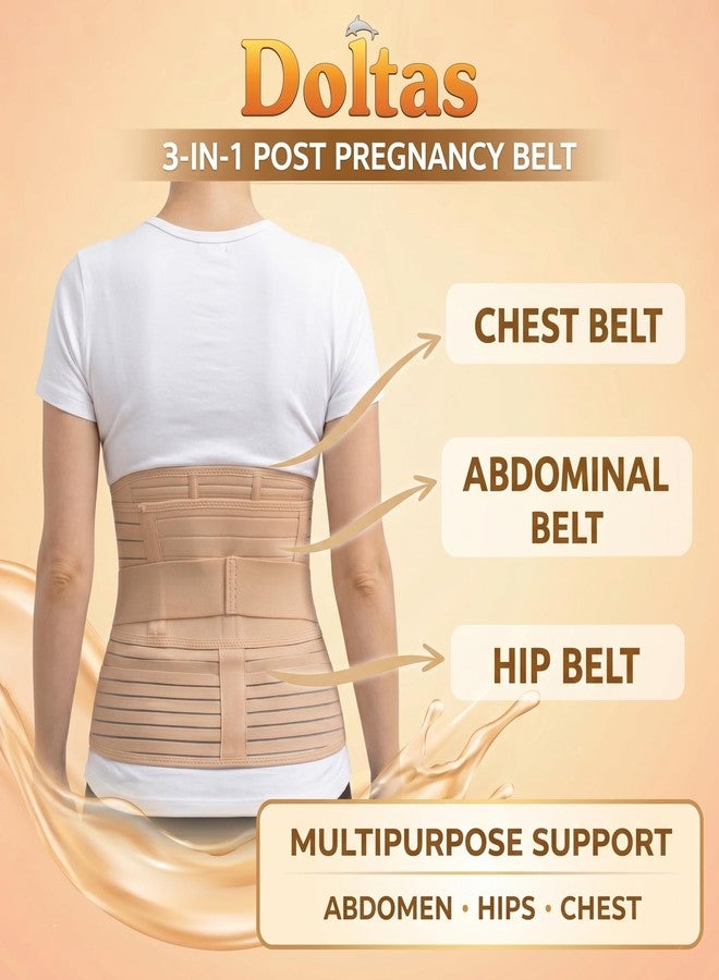 DOLTAS 3-in-1 Post Pregnancy Abdominal Belt for Women – C-Section Abdomen Belt & Belly Wrap for After Delivery Recovery – Adjustable Postpartum Belt, Maternity Belt for Waist, Pelvis & Tummy Support (Free Size) (Beige Skin) - Image 4