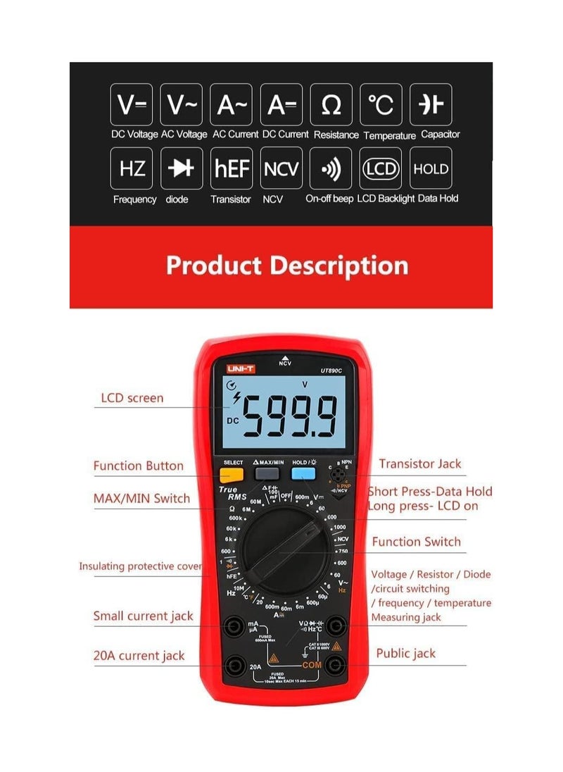 UT890C 6000count true RMS Digital Industrial and Scientific Multimeter