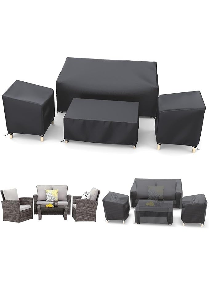 Outdoor Furniture Cover Waterproof, Patio Furniture Covers 4 Piece Set, Heavy Duty 500D Patio Furniture Set Cover for Chairs, Couch, Table , Black - Image 1
