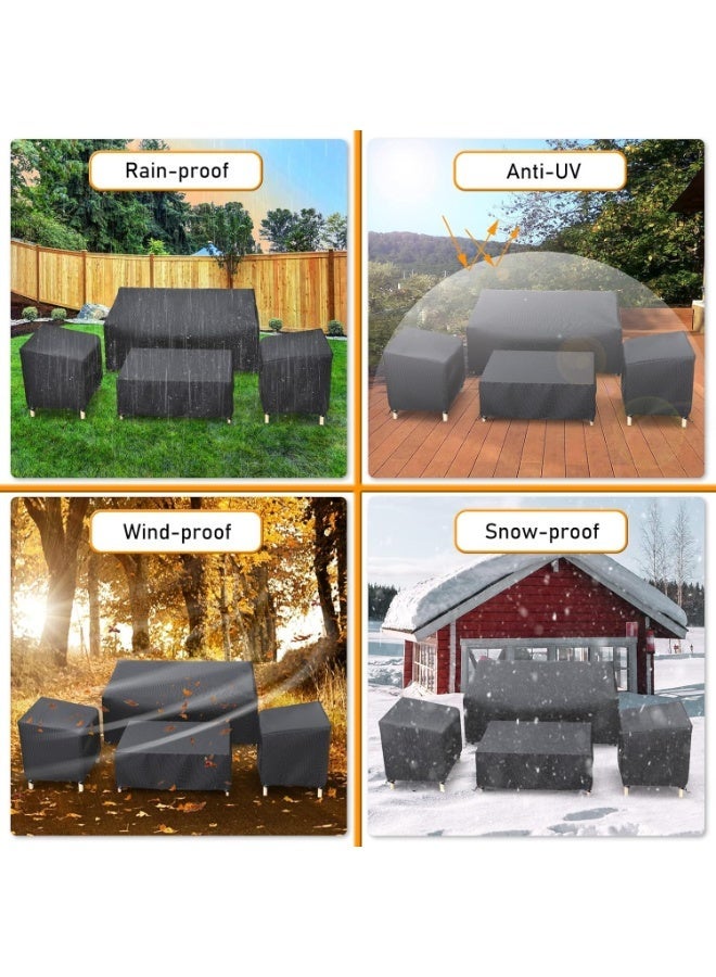 Outdoor Furniture Cover Waterproof, Patio Furniture Covers 4 Piece Set, Heavy Duty 500D Patio Furniture Set Cover for Chairs, Couch, Table , Black - Image 4