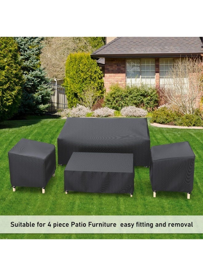 Outdoor Furniture Cover Waterproof, Patio Furniture Covers 4 Piece Set, Heavy Duty 500D Patio Furniture Set Cover for Chairs, Couch, Table , Black - Image 3