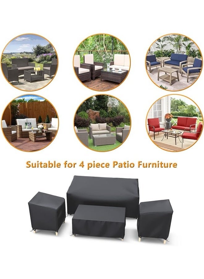 Outdoor Furniture Cover Waterproof, Patio Furniture Covers 4 Piece Set, Heavy Duty 500D Patio Furniture Set Cover for Chairs, Couch, Table , Black - Image 5