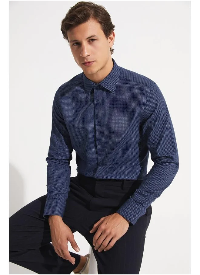 جون June Exclusive Men Slim Fit Long Sleeve Shirt Navy