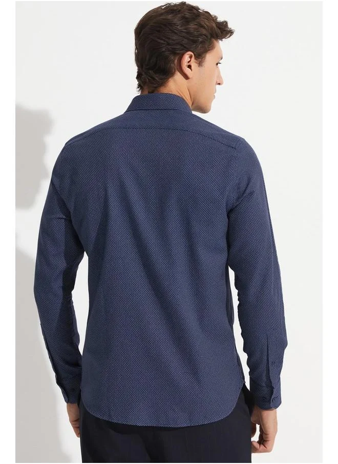 جون June Exclusive Men Slim Fit Long Sleeve Shirt Navy