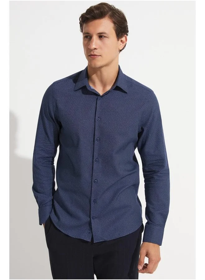 JUNE June Exclusive Men Slim Fit Long Sleeve Shirt Navy