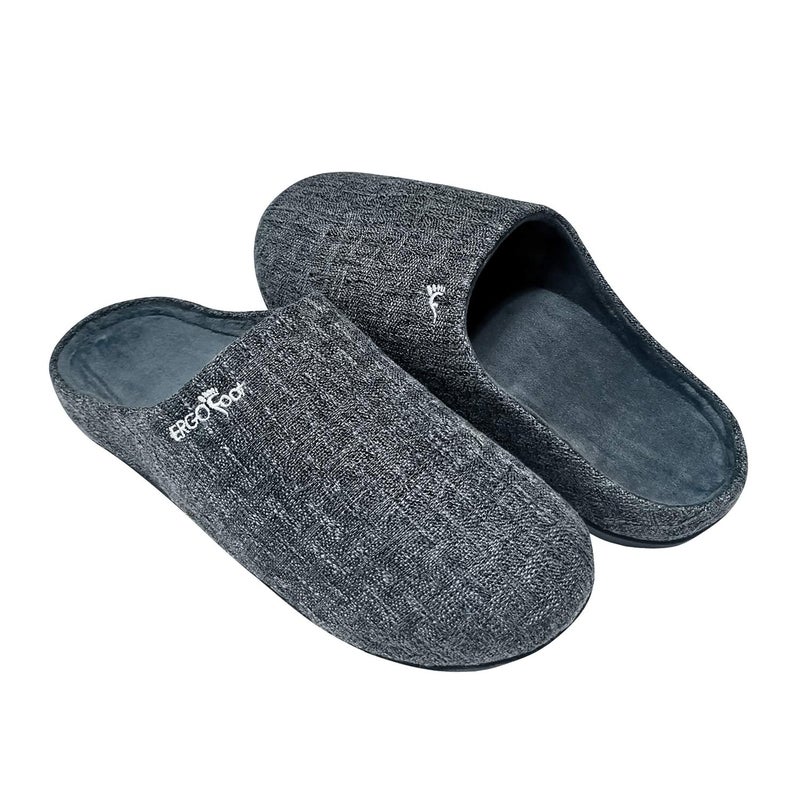 ERGOfoot Orthotic Slippers with Arch Support for Plantar Fasciitis Pain Relief Comfortable Orthopedic Clog House Shoes with Indoor Outdoor AntiSkid Rubber Sole