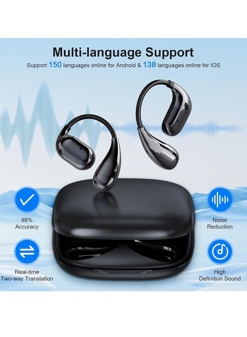 Translation Earbuds - Language Translator Earbuds in 150 Languages and 10 Offline, Translating Earbuds Real Time for iOS & Android, Translator Device for Travel Business (Brilliant Black)  - Image 2