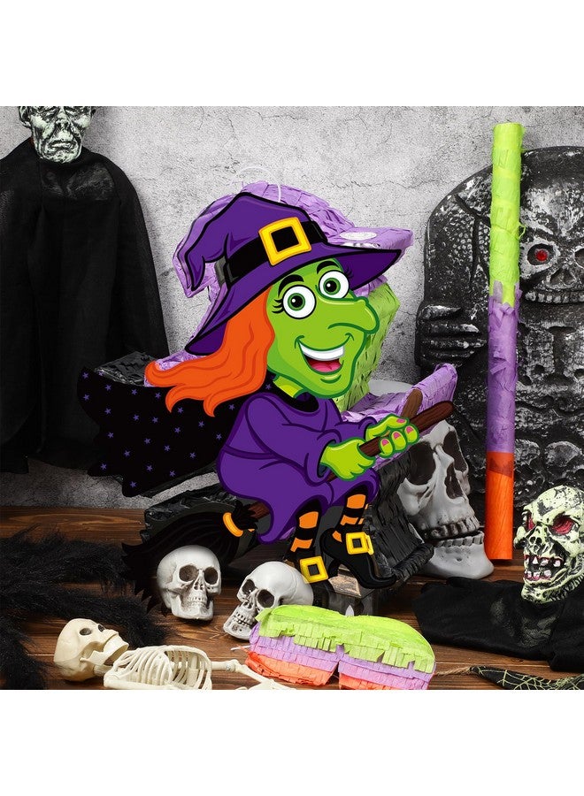 Aoriher Halloween Witch Piñata Halloween Decoration Piñata With Stick Blindfold Candy Filled Piñata For Halloween Mexican Birthday Party Game Supplies - Image 4