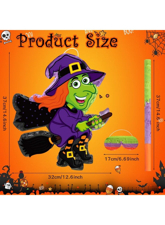Aoriher Halloween Witch Piñata Halloween Decoration Piñata With Stick Blindfold Candy Filled Piñata For Halloween Mexican Birthday Party Game Supplies - Image 2